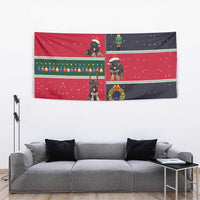 German Shepherd Puppy Christmas Tapestry with Ornaments Wreath and Nutcracker Design - Wonder Print Shop