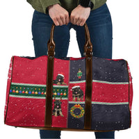 German Shepherd Puppy Christmas Travel Bag with Ornaments Wreath and Nutcracker Design - Wonder Print Shop