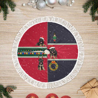 German Shepherd Puppy Christmas Tree Skirt with Ornaments Wreath and Nutcracker Design - Wonder Print Shop