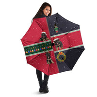German Shepherd Puppy Christmas Umbrella with Ornaments Wreath and Nutcracker Design - Wonder Print Shop