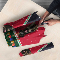 German Shepherd Puppy Christmas Umbrella with Ornaments Wreath and Nutcracker Design - Wonder Print Shop