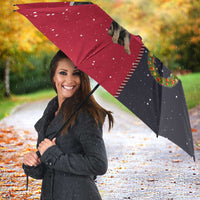 German Shepherd Puppy Christmas Umbrella with Ornaments Wreath and Nutcracker Design - Wonder Print Shop