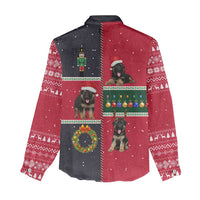 German Shepherd Puppy Christmas Women Casual Shirt with Ornaments Wreath and Nutcracker Design - Wonder Print Shop