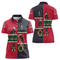 German Shepherd Puppy Christmas Women Polo Shirt with Ornaments Wreath and Nutcracker Design - Wonder Print Shop