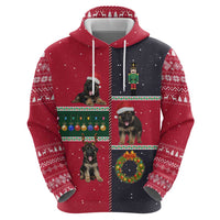 German Shepherd Puppy Christmas Zip Hoodie with Ornaments Wreath and Nutcracker Design - Wonder Print Shop