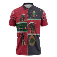 German Shepherd Puppy Christmas Zipper Polo Shirt with Ornaments Wreath and Nutcracker Design - Wonder Print Shop