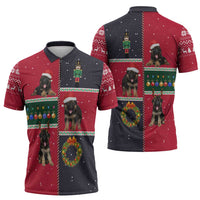 German Shepherd Puppy Christmas Zipper Polo Shirt with Ornaments Wreath and Nutcracker Design - Wonder Print Shop