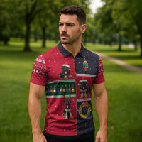 German Shepherd Puppy Christmas Zipper Polo Shirt with Ornaments Wreath and Nutcracker Design - Wonder Print Shop