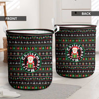 Gift For Merry Christmas Laundry Basket with Santa Claus and Holiday Icons Pattern - Wonder Print Shop