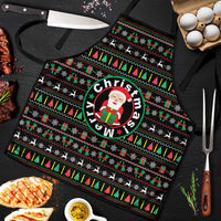 Gift For Merry Christmas Apron with Santa Claus and Holiday Icons Pattern - Wonder Print Shop