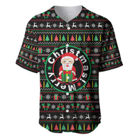 Gift For Merry Christmas Baseball Jersey with Santa Claus and Holiday Icons Pattern - Wonder Print Shop