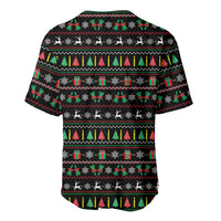 Gift For Merry Christmas Baseball Jersey with Santa Claus and Holiday Icons Pattern - Wonder Print Shop