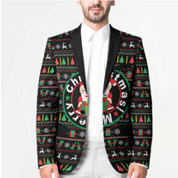 Gift For Merry Christmas Blazer with Santa Claus and Holiday Icons Pattern - undefined