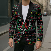 Gift For Merry Christmas Blazer with Santa Claus and Holiday Icons Pattern - undefined