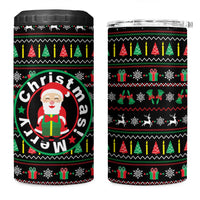 Gift For Merry Christmas 4 in 1 Can Cooler Tumbler with Santa Claus and Holiday Icons Pattern - Wonder Print Shop