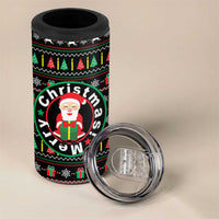 Gift For Merry Christmas 4 in 1 Can Cooler Tumbler with Santa Claus and Holiday Icons Pattern - Wonder Print Shop