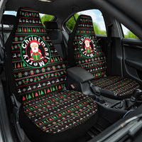 Gift For Merry Christmas Car Seat Cover with Santa Claus and Holiday Icons Pattern - Wonder Print Shop