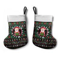 Gift For Merry Christmas Stocking with Santa Claus and Holiday Icons Pattern - Wonder Print Shop