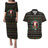 Gift For Merry Christmas Couples Matching Puletasi and Hawaiian Shirt with Santa Claus and Holiday Icons Pattern - Wonder Print Shop
