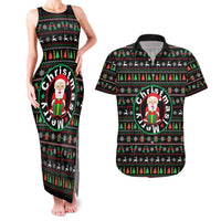 Gift For Merry Christmas Couples Matching Tank Maxi Dress and Hawaiian Shirt with Santa Claus and Holiday Icons Pattern - Wonder Print Shop