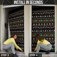 Gift For Merry Christmas Door Cover with Santa Claus and Holiday Icons Pattern - Wonder Print Shop