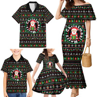 Gift For Merry Christmas Family Matching Mermaid Dress and Hawaiian Shirt with Santa Claus and Holiday Icons Pattern - Wonder Print Shop
