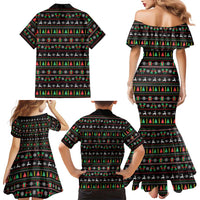 Gift For Merry Christmas Family Matching Mermaid Dress and Hawaiian Shirt with Santa Claus and Holiday Icons Pattern - Wonder Print Shop
