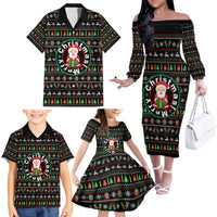 Gift For Merry Christmas Family Matching Off The Shoulder Long Sleeve Dress and Hawaiian Shirt with Santa Claus and Holiday Icons Pattern - Wonder Print Shop