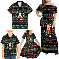 Gift For Merry Christmas Family Matching Off Shoulder Maxi Dress and Hawaiian Shirt with Santa Claus and Holiday Icons Pattern - Wonder Print Shop