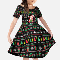 Gift For Merry Christmas Family Matching Off Shoulder Short Dress and Hawaiian Shirt with Santa Claus and Holiday Icons Pattern - Wonder Print Shop