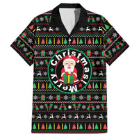 Gift For Merry Christmas Family Matching Off Shoulder Short Dress and Hawaiian Shirt with Santa Claus and Holiday Icons Pattern - Wonder Print Shop