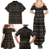 Gift For Merry Christmas Family Matching Summer Maxi Dress and Hawaiian Shirt with Santa Claus and Holiday Icons Pattern - Wonder Print Shop