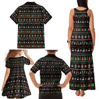 Gift For Merry Christmas Family Matching Tank Maxi Dress and Hawaiian Shirt with Santa Claus and Holiday Icons Pattern - Wonder Print Shop