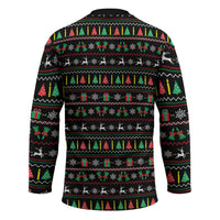 Gift For Merry Christmas Hockey Jersey with Santa Claus and Holiday Icons Pattern - Wonder Print Shop