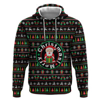Gift For Merry Christmas Hoodie with Santa Claus and Holiday Icons Pattern - Wonder Print Shop