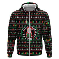 Gift For Merry Christmas Hoodie with Santa Claus and Holiday Icons Pattern - Wonder Print Shop