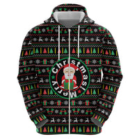 Gift For Merry Christmas Hoodie with Santa Claus and Holiday Icons Pattern - Wonder Print Shop
