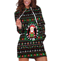 Gift For Merry Christmas Hoodie Dress with Santa Claus and Holiday Icons Pattern - Wonder Print Shop