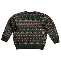 Gift For Merry Christmas Kid Ugly Christmas Sweater with Santa Claus and Holiday Icons Pattern - Wonder Print Shop