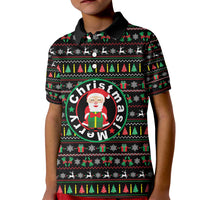Gift For Merry Christmas Kid Polo Shirt with Santa Claus and Holiday Icons Pattern - Wonder Print Shop