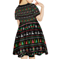 Gift For Merry Christmas Kid Short Sleeve Dress with Santa Claus and Holiday Icons Pattern - Wonder Print Shop