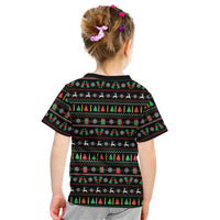 Gift For Merry Christmas Kid T Shirt with Santa Claus and Holiday Icons Pattern - Wonder Print Shop