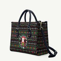 Gift For Merry Christmas Leather Bag with Santa Claus and Holiday Icons Pattern - Wonder Print Shop