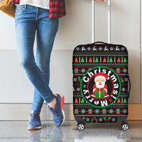 Gift For Merry Christmas Luggage Cover with Santa Claus and Holiday Icons Pattern - Wonder Print Shop