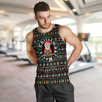 Gift For Merry Christmas Men Tank Top with Santa Claus and Holiday Icons Pattern - Wonder Print Shop