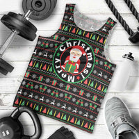 Gift For Merry Christmas Men Tank Top with Santa Claus and Holiday Icons Pattern - Wonder Print Shop