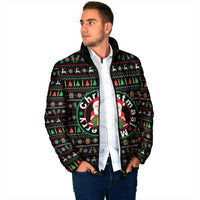 Gift For Merry Christmas Padded Jacket with Santa Claus and Holiday Icons Pattern - Wonder Print Shop