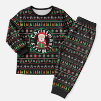 Gift For Merry Christmas Pajama Set with Santa Claus and Holiday Icons Pattern - Wonder Print Shop