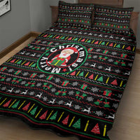 Gift For Merry Christmas Quilt Bed Set with Santa Claus and Holiday Icons Pattern - Wonder Print Shop