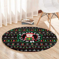 Gift For Merry Christmas Round Carpet with Santa Claus and Holiday Icons Pattern - Wonder Print Shop